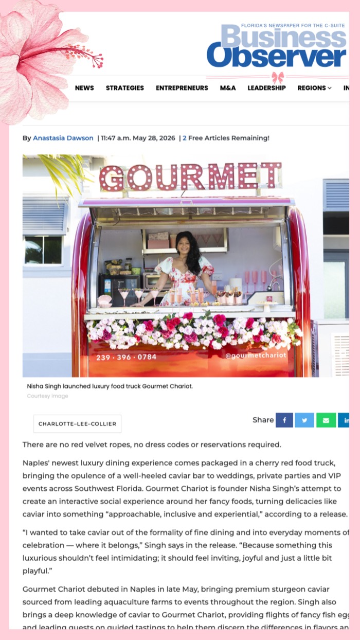Business Observer article on Gourmet Chariot