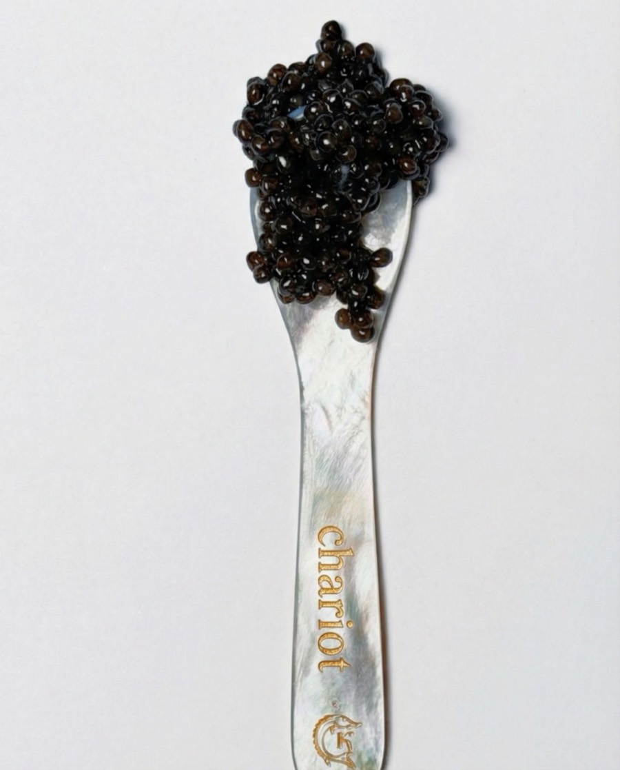 Caviar bump on a mother-of-pearl spoon