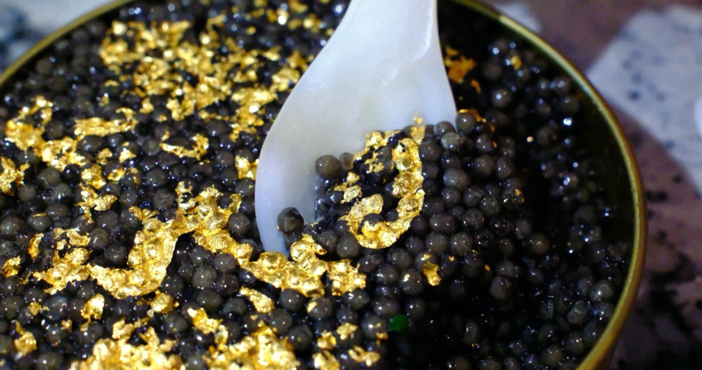 Caviar finished with flakes of 24-karat gold leaf