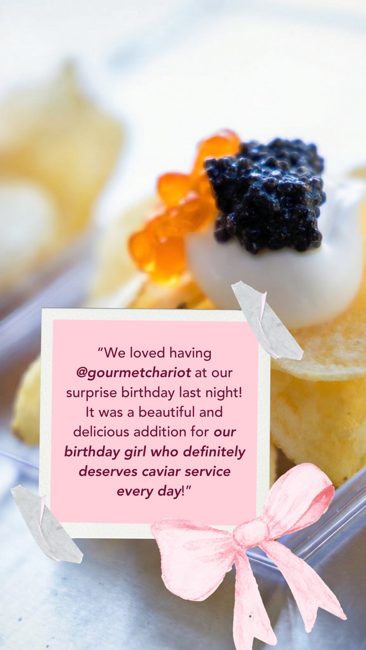Client note over a photo of a caviar-topped potato chip
